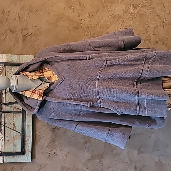 Free People Beach Cozy Taupe Hoodie OSFM - Picture 3 of 9